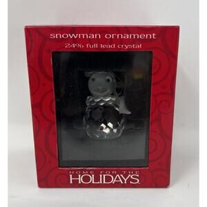 Vtg Home For The Holidays 24% Full Lead Crystal Clear Snowman Christmas Ornament